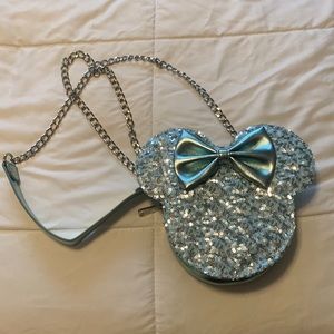 Blue sequin Disney parks Minnie Mouse lounge fly crossbody